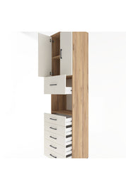 Hyperion Dolap 3 Raflı 6 Çekmeceli 2 Kapaklı 60x44x243 Çam-Aytaşı