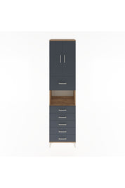 Hyperion Dolap 3 Raflı 6 Çekmeceli 2 Kapaklı 60x44x243 Çam-Antrasit