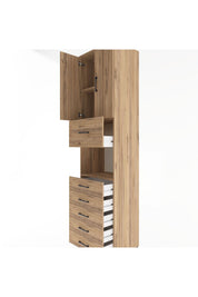 Hyperion Dolap 3 Raflı 6 Çekmeceli 2 Kapaklı 60x44x243 Çam-Çam