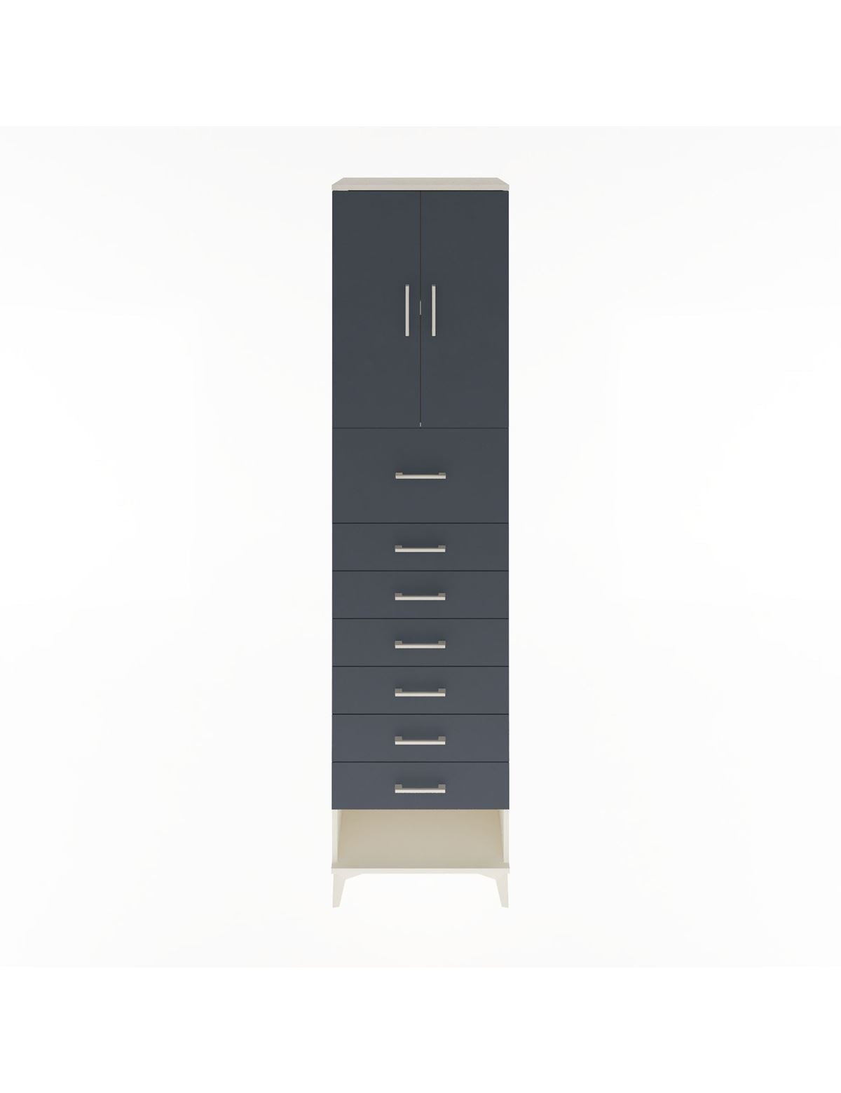 Hyperion Dolap 2 Raflı 7 Çekmeceli 2 Kapaklı 60x44x243 Aytaşı-Antrasit