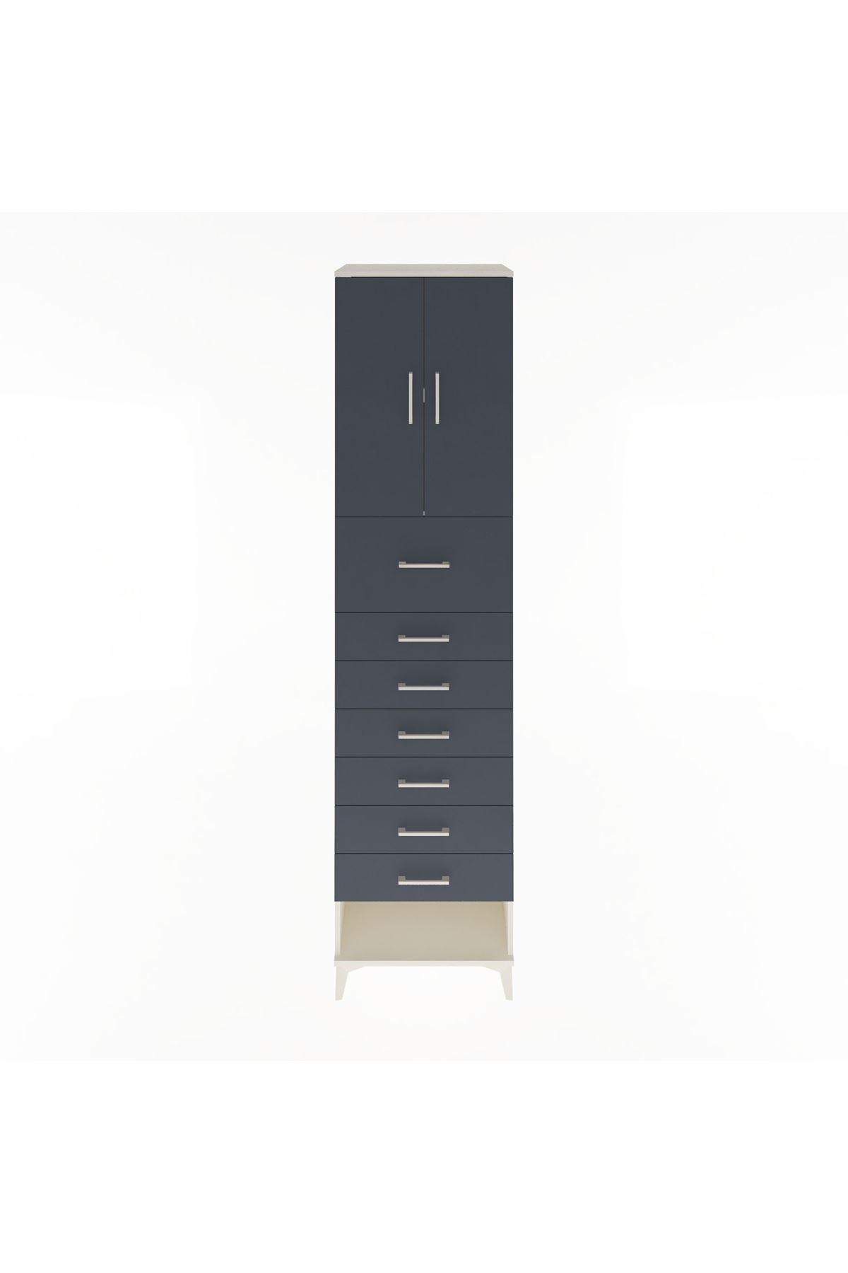 Hyperion Dolap 2 Raflı 7 Çekmeceli 2 Kapaklı 60x44x243 Aytaşı-Antrasit