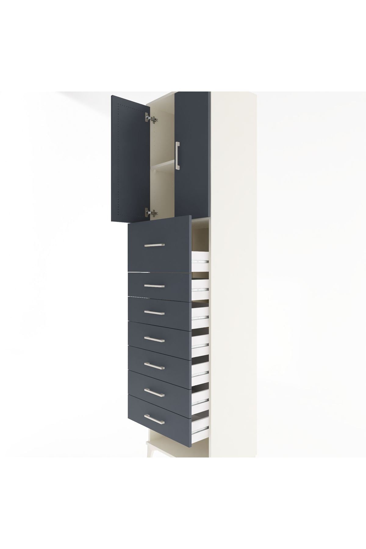 Hyperion Dolap 2 Raflı 7 Çekmeceli 2 Kapaklı 60x44x243 Aytaşı-Antrasit