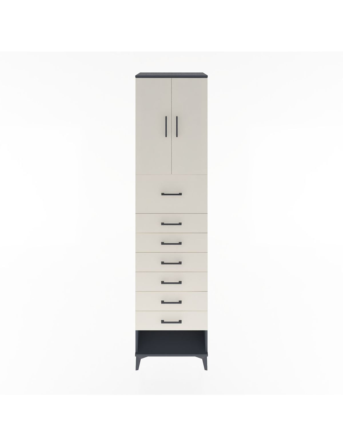 Hyperion Dolap 2 Raflı 7 Çekmeceli 2 Kapaklı 60x44x243 Antrasit-Aytaşı