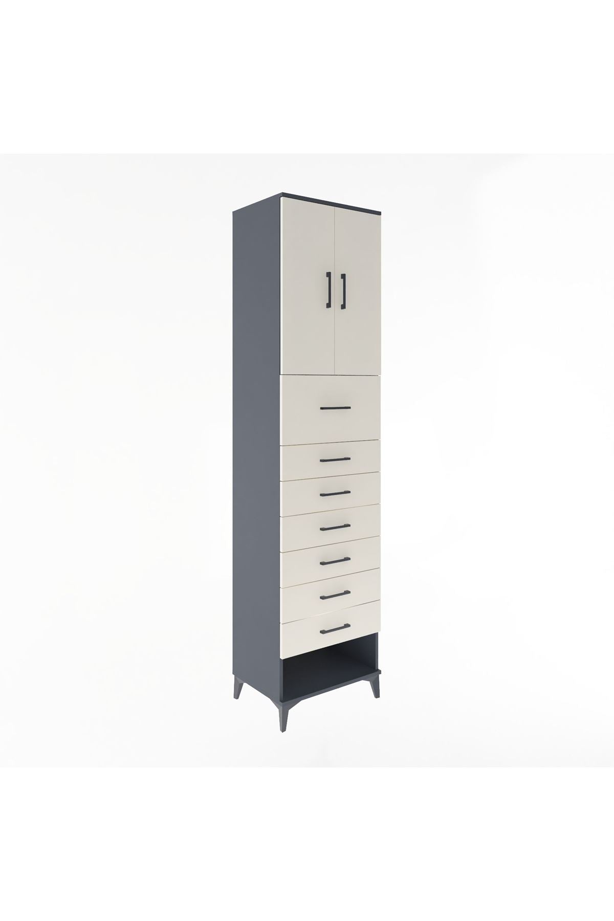 Hyperion Dolap 2 Raflı 7 Çekmeceli 2 Kapaklı 60x44x243 - S65M048V4B