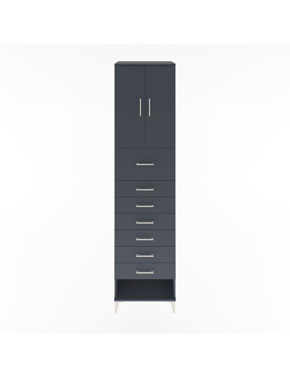 Hyperion Dolap 2 Raflı 7 Çekmeceli 2 Kapaklı 60x44x243 Antrasit-Antrasit