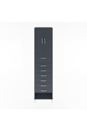 Hyperion Dolap 2 Raflı 7 Çekmeceli 2 Kapaklı 60x44x243 Antrasit-Antrasit
