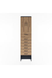 Hyperion Dolap 2 Raflı 7 Çekmeceli 2 Kapaklı 60x44x243 Antrasit-Çam