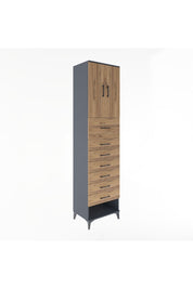 Hyperion Dolap 2 Raflı 7 Çekmeceli 2 Kapaklı 60x44x243 Antrasit-Çam