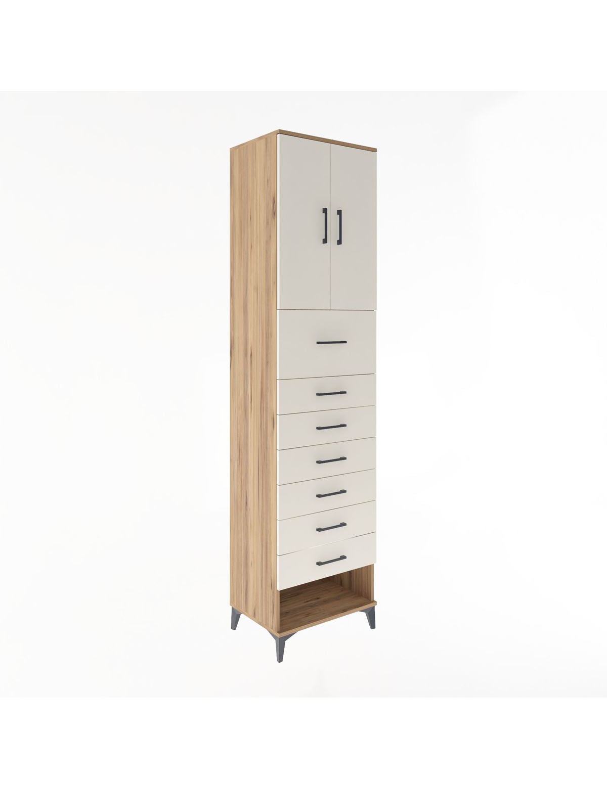 Hyperion Dolap 2 Raflı 7 Çekmeceli 2 Kapaklı 60x44x243 Çam-Aytaşı