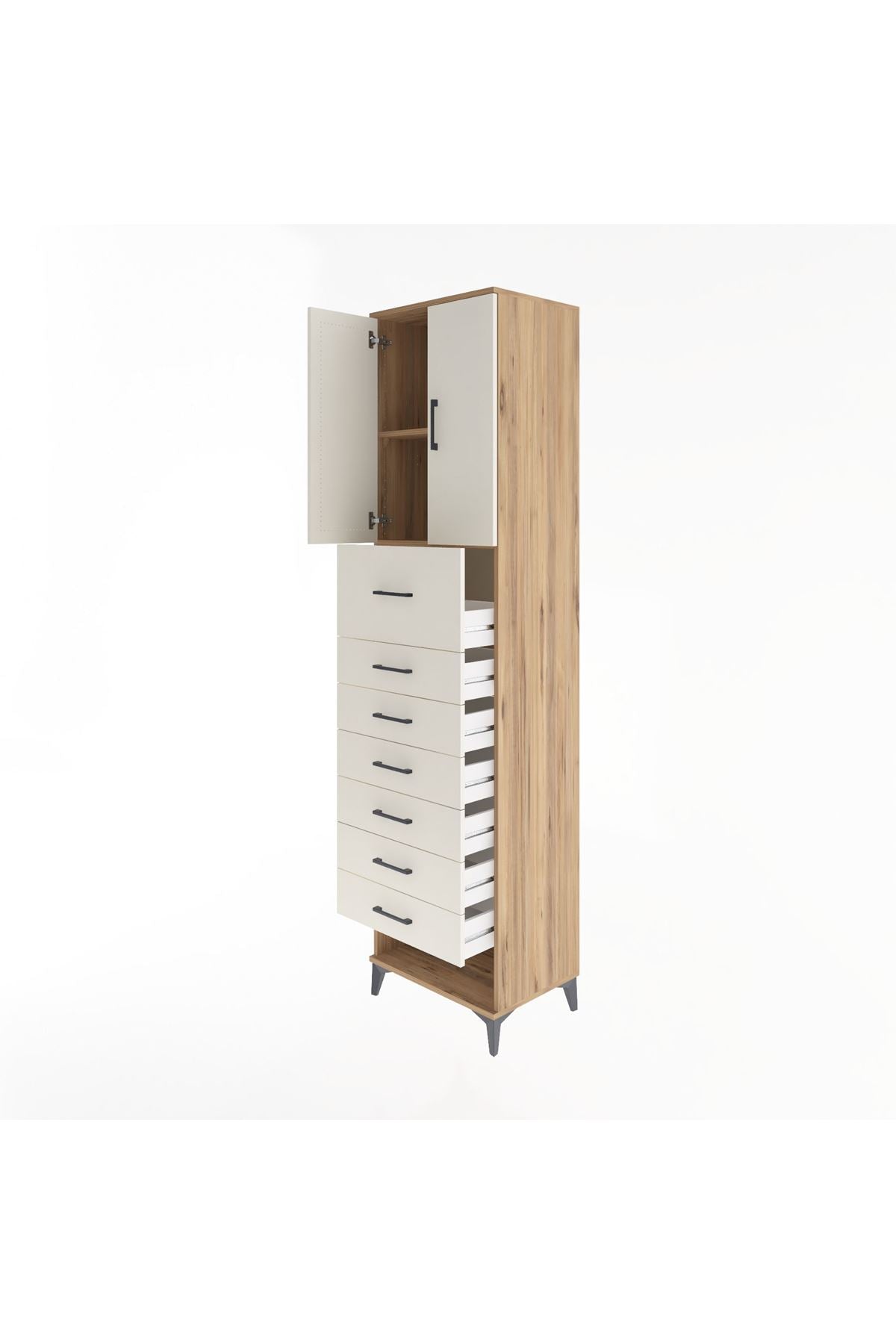 Hyperion Dolap 2 Raflı 7 Çekmeceli 2 Kapaklı 60x44x243 - S65M048V7B