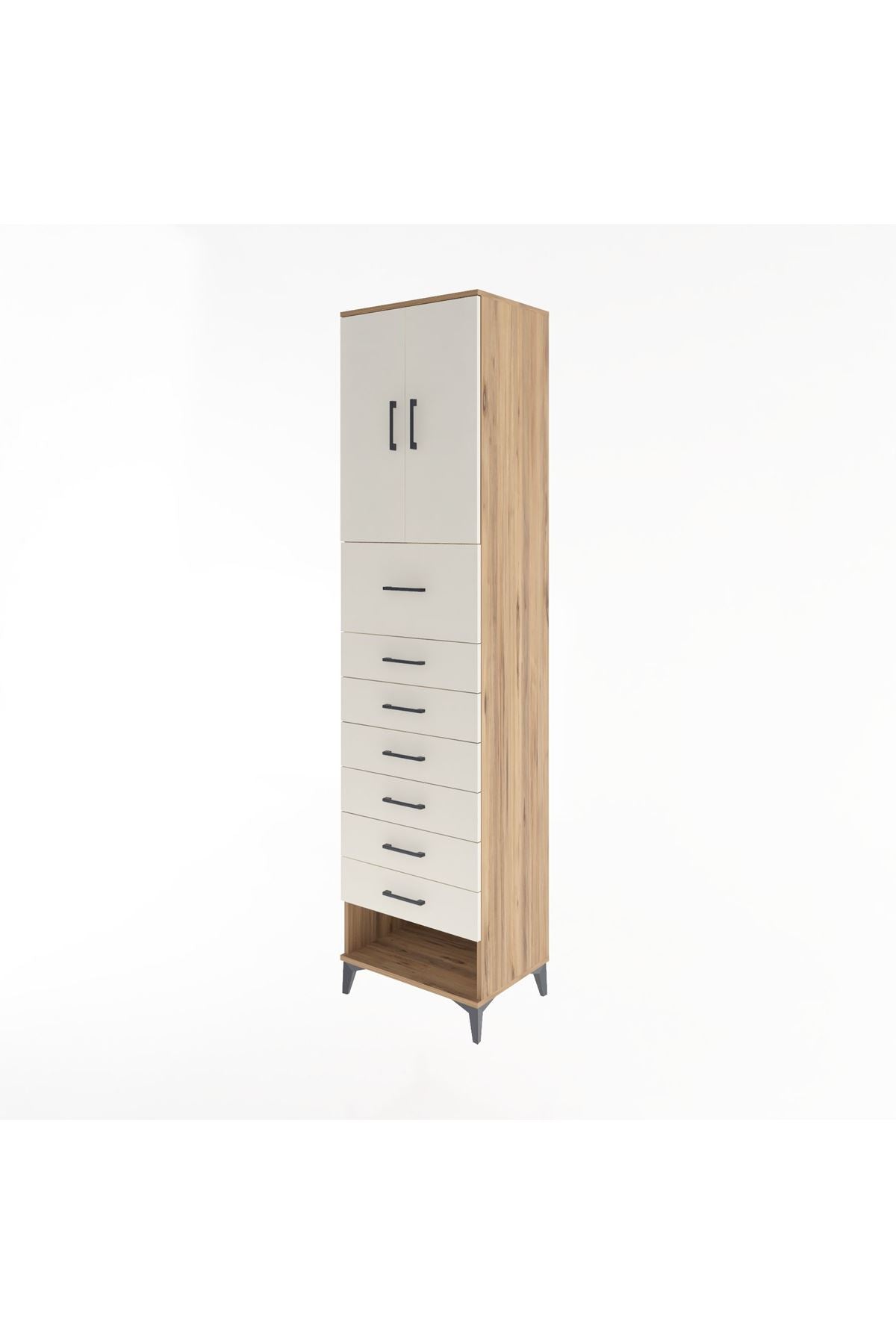 Hyperion Dolap 2 Raflı 7 Çekmeceli 2 Kapaklı 60x44x243 Çam-Aytaşı