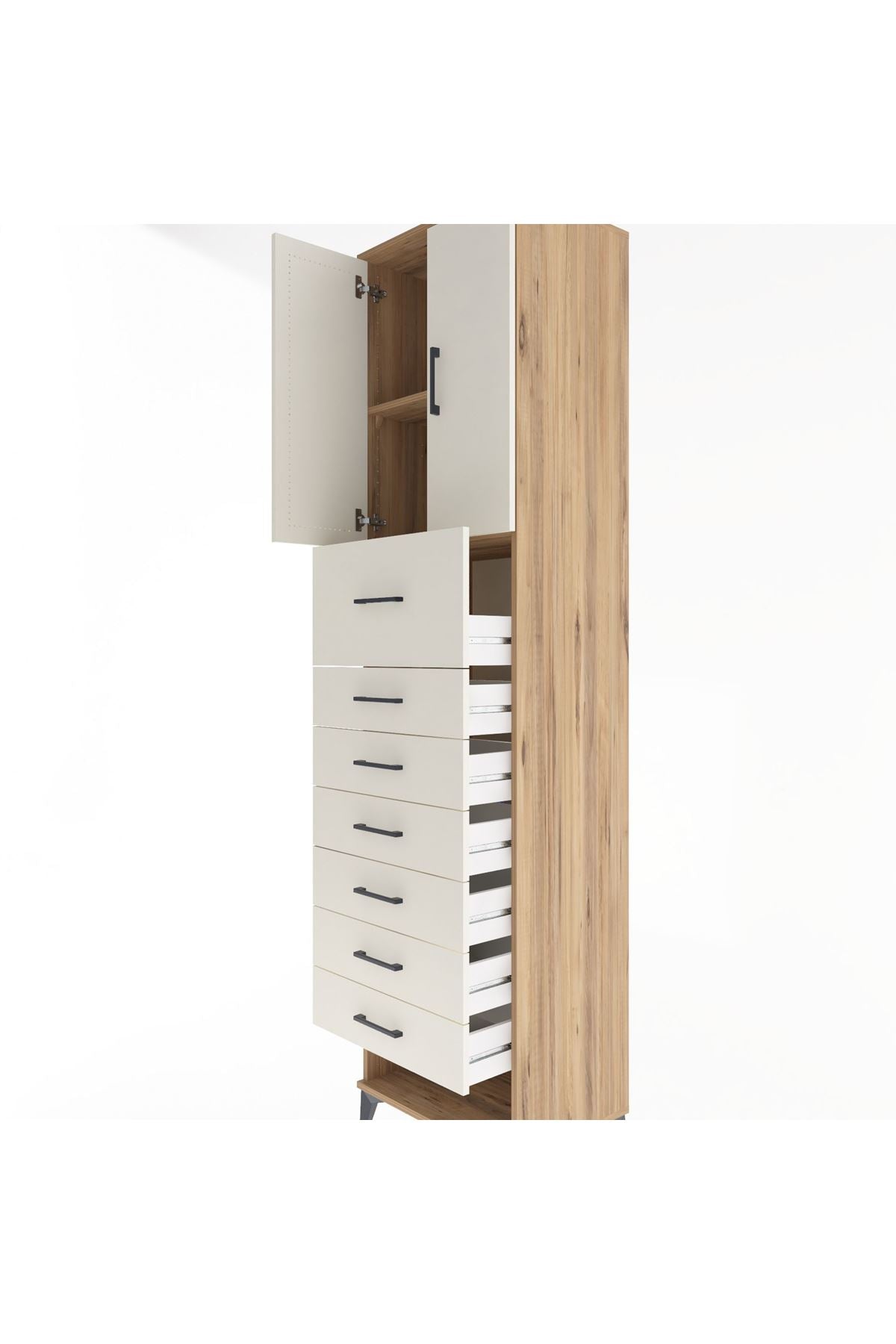 Hyperion Dolap 2 Raflı 7 Çekmeceli 2 Kapaklı 60x44x243 - S65M048V7B