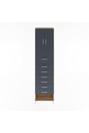 Hyperion Dolap 2 Raflı 7 Çekmeceli 2 Kapaklı 60x44x243 Çam-Antrasit