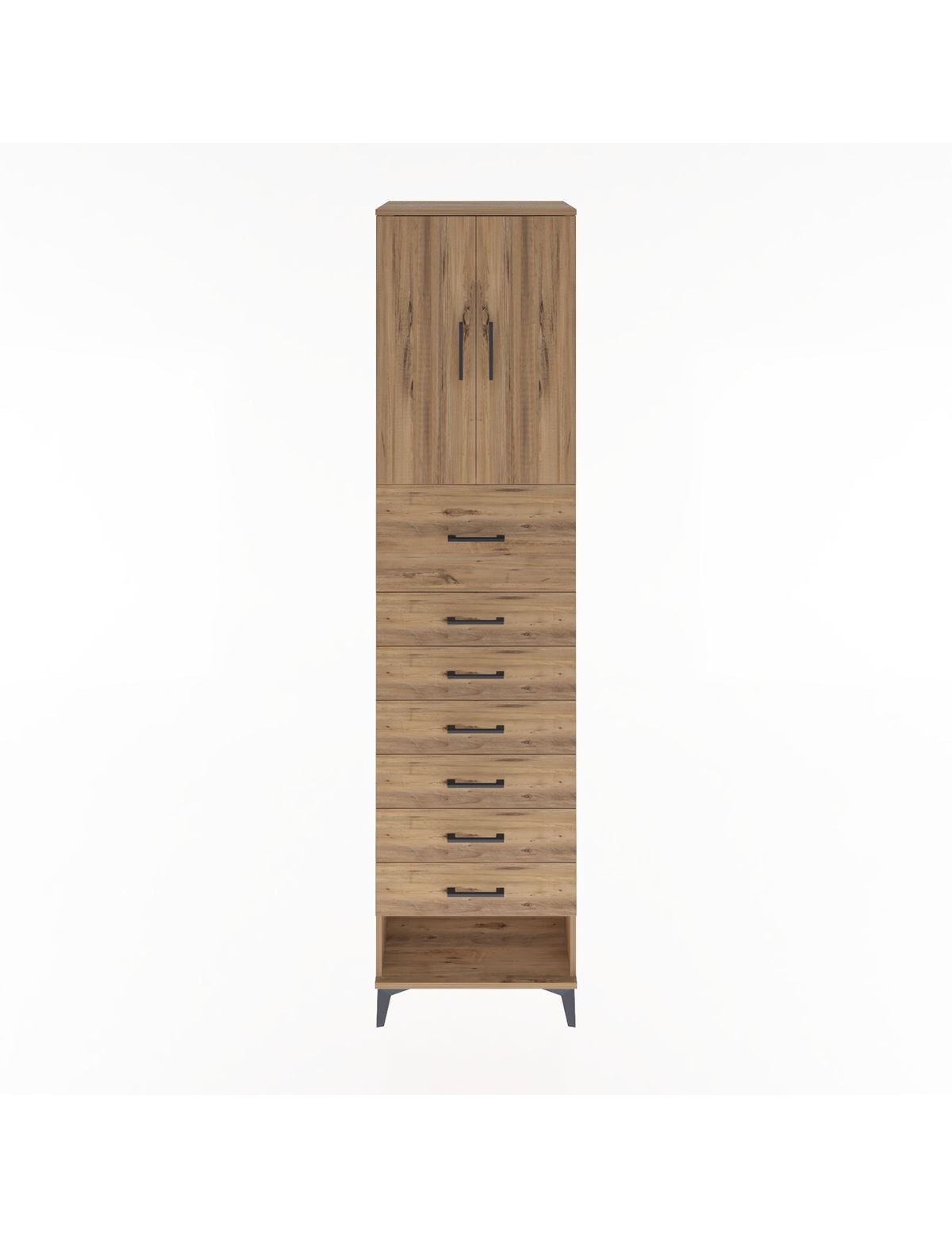 Hyperion Dolap 2 Raflı 7 Çekmeceli 2 Kapaklı 60x44x243 Çam-Çam