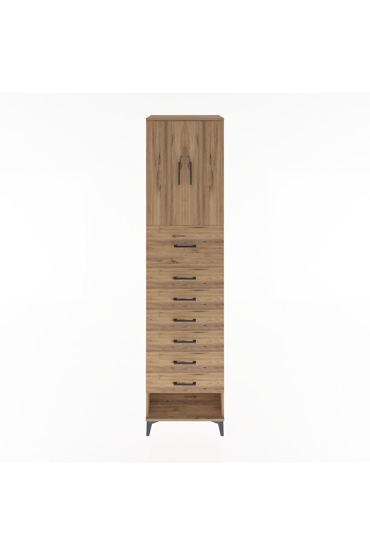 Hyperion Dolap 2 Raflı 7 Çekmeceli 2 Kapaklı 60x44x243 Çam-Çam