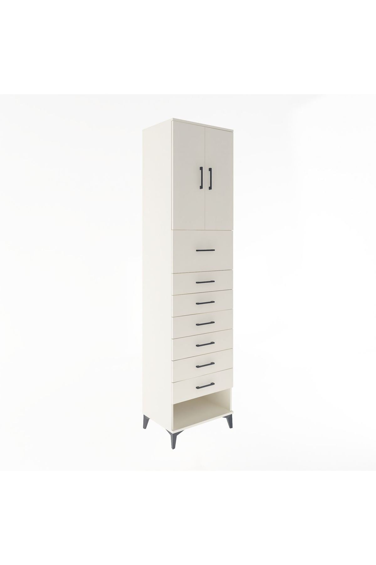 Hyperion Dolap 2 Raflı 7 Çekmeceli 2 Kapaklı 60x44x243 Aytaşı-Aytaşı