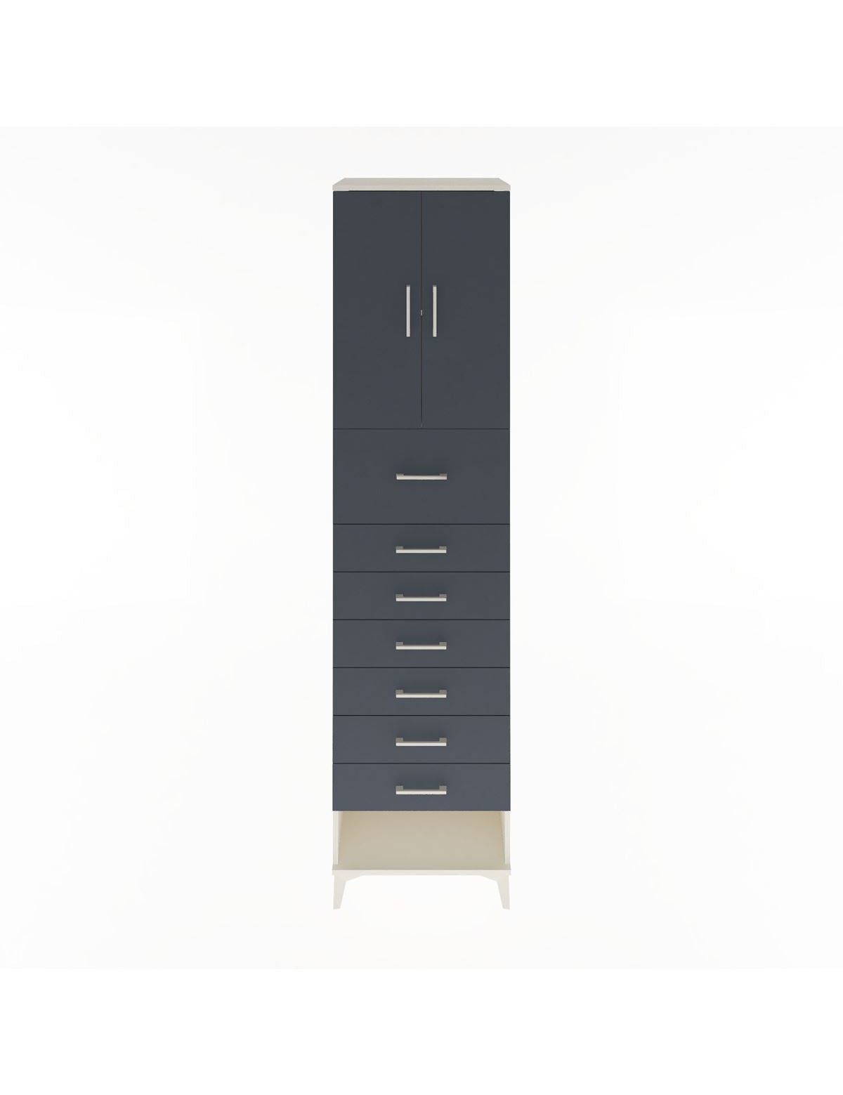 Hyperion Dolap 2 Raflı 7 Çekmeceli 2 Kapaklı 60x44x243 Aytaşı-Antrasit