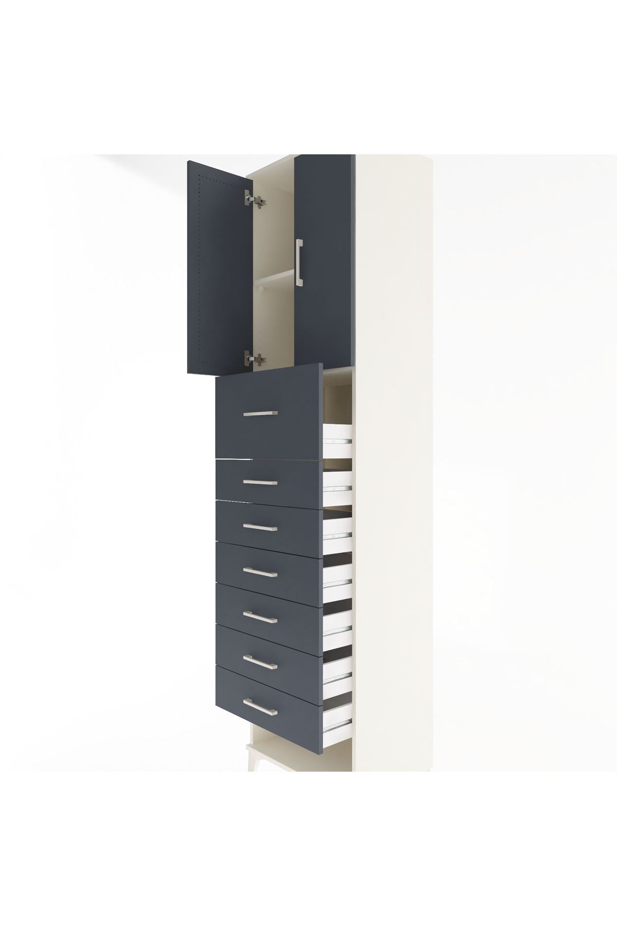 Hyperion Dolap 2 Raflı 7 Çekmeceli 2 Kapaklı 60x44x243 Aytaşı-Antrasit