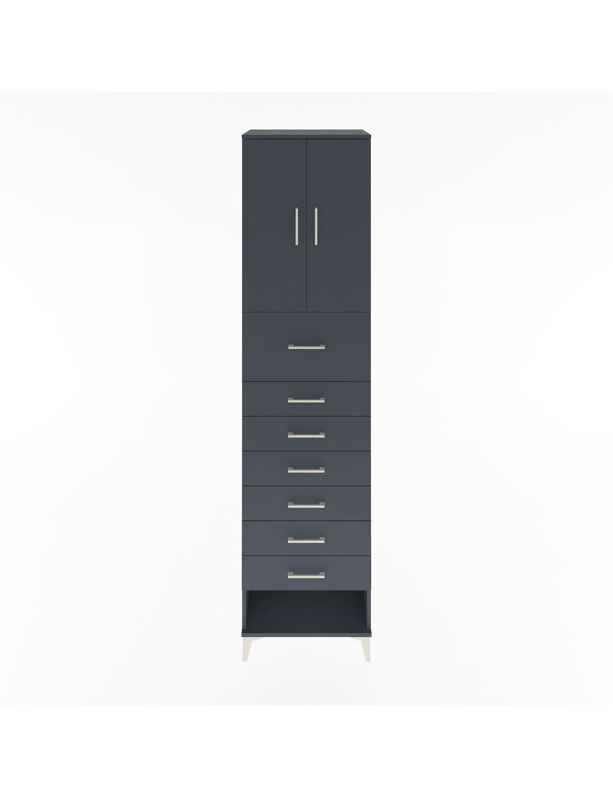 Hyperion Dolap 2 Raflı 7 Çekmeceli 2 Kapaklı 60x44x243 Antrasit-Antrasit