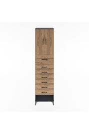 Hyperion Dolap 2 Raflı 7 Çekmeceli 2 Kapaklı 60x44x243 Antrasit-Çam