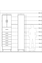 Hyperion Dolap 2 Raflı 7 Çekmeceli 2 Kapaklı 60x44x243 Çam-Aytaşı