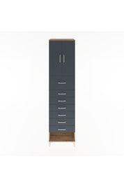 Hyperion Dolap 2 Raflı 7 Çekmeceli 2 Kapaklı 60x44x243 Çam-Antrasit