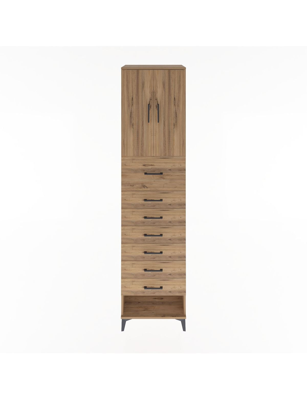 Hyperion Dolap 2 Raflı 7 Çekmeceli 2 Kapaklı 60x44x243 Çam-Çam