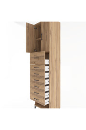 Hyperion Dolap 2 Raflı 7 Çekmeceli 2 Kapaklı 60x44x243 Çam-Çam