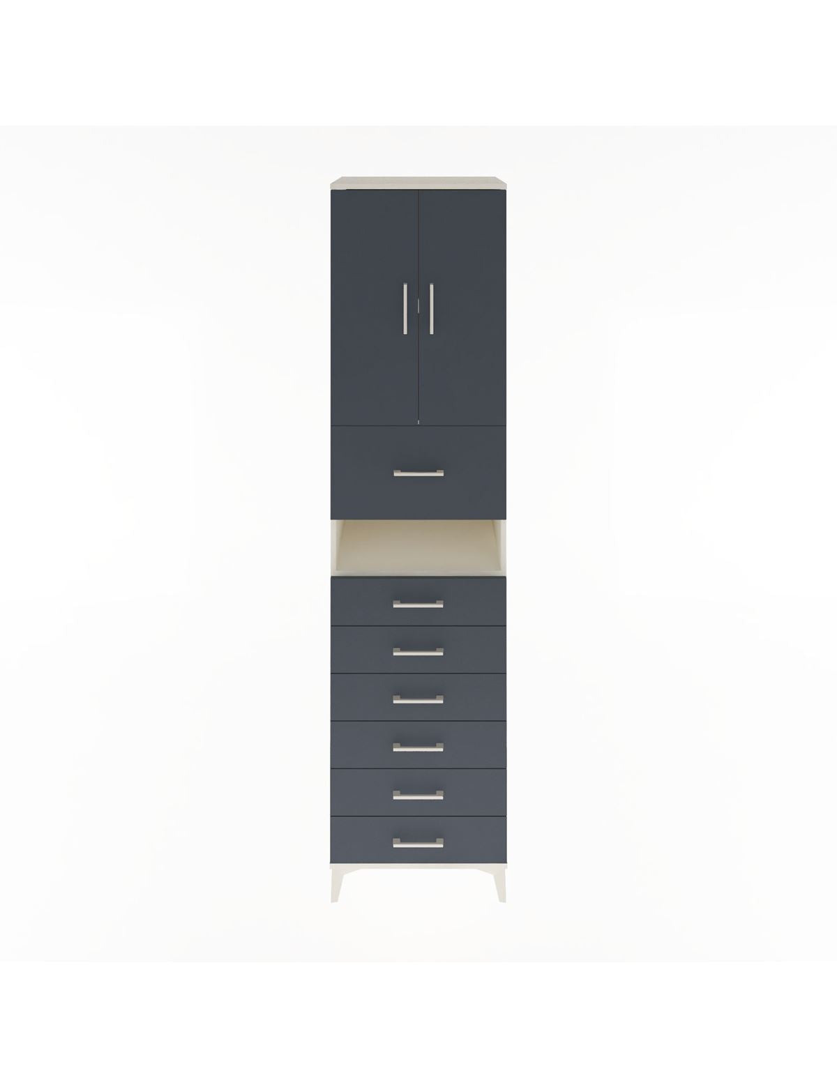 Hyperion Dolap 2 Raflı 7 Çekmeceli 2 Kapaklı 60x44x243 Aytaşı-Antrasit