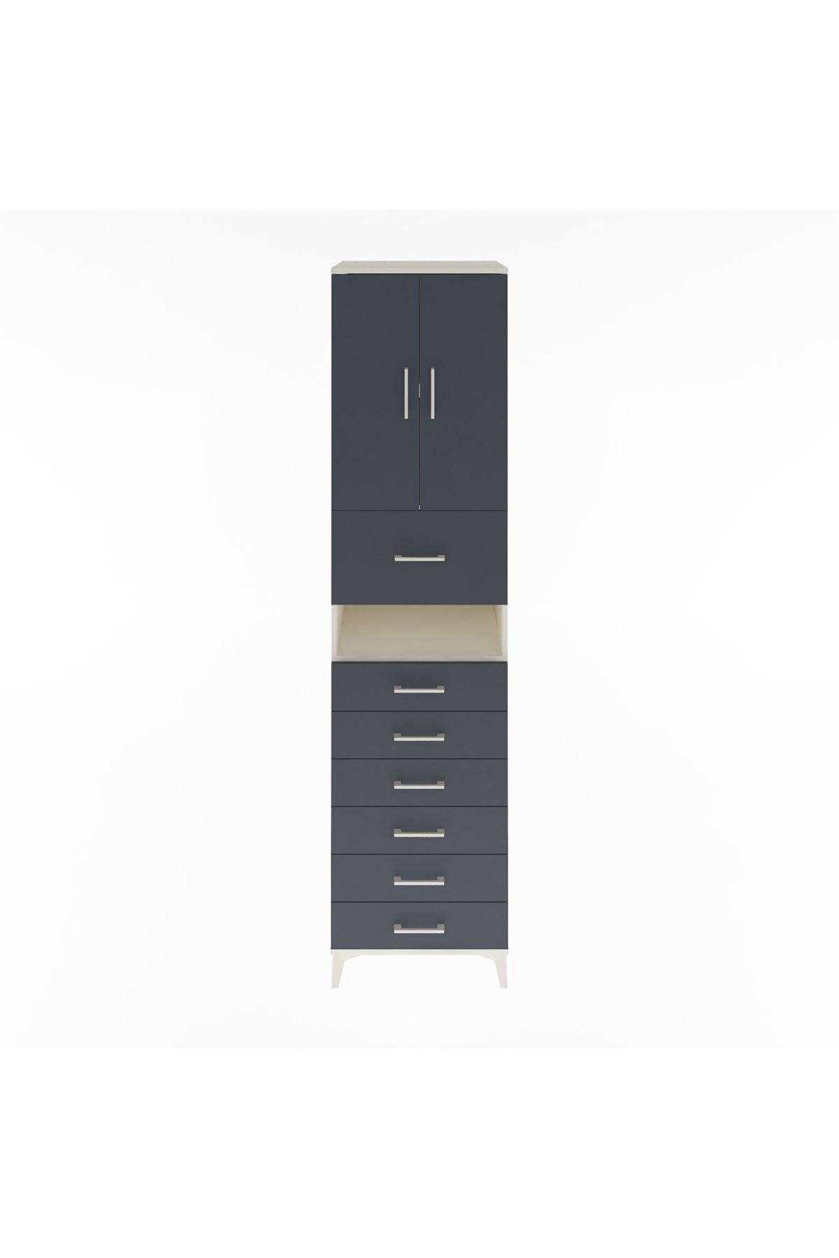 Hyperion Dolap 2 Raflı 7 Çekmeceli 2 Kapaklı 60x44x243 Aytaşı-Antrasit