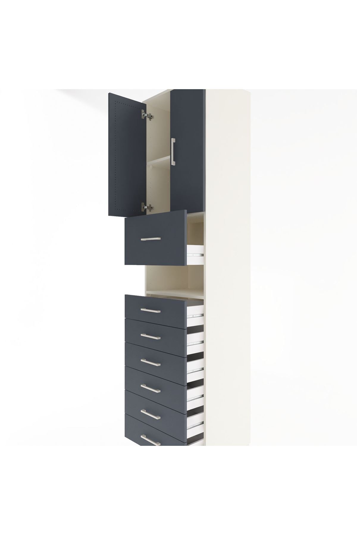 Hyperion Dolap 2 Raflı 7 Çekmeceli 2 Kapaklı 60x44x243 Aytaşı-Antrasit