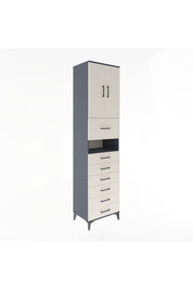 Hyperion Dolap 2 Raflı 7 Çekmeceli 2 Kapaklı 60x44x243 Antrasit-Aytaşı