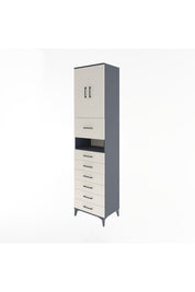 Hyperion Dolap 2 Raflı 7 Çekmeceli 2 Kapaklı 60x44x243 Antrasit-Aytaşı