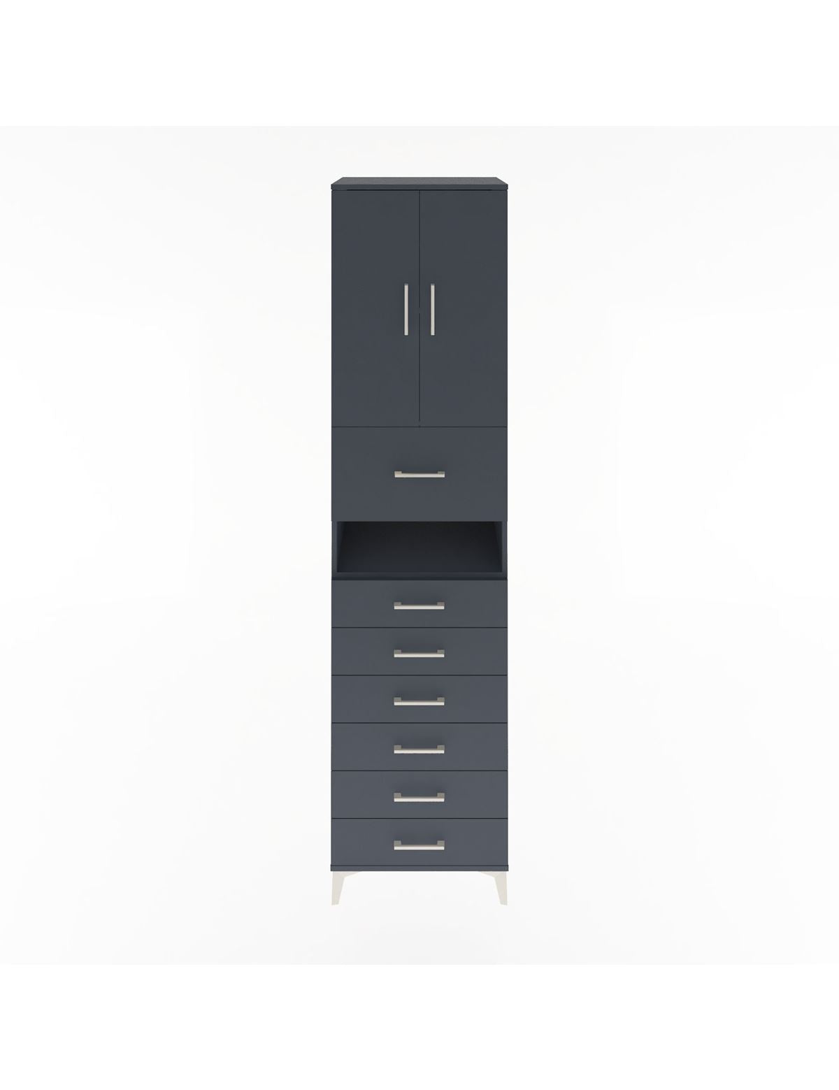 Hyperion Dolap 2 Raflı 7 Çekmeceli 2 Kapaklı 60x44x243 Antrasit-Antrasit