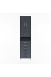 Hyperion Dolap 2 Raflı 7 Çekmeceli 2 Kapaklı 60x44x243 Antrasit-Antrasit