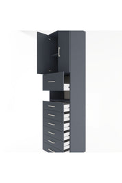 Hyperion Dolap 2 Raflı 7 Çekmeceli 2 Kapaklı 60x44x243 Antrasit-Antrasit