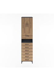 Hyperion Dolap 2 Raflı 7 Çekmeceli 2 Kapaklı 60x44x243 Antrasit-Çam