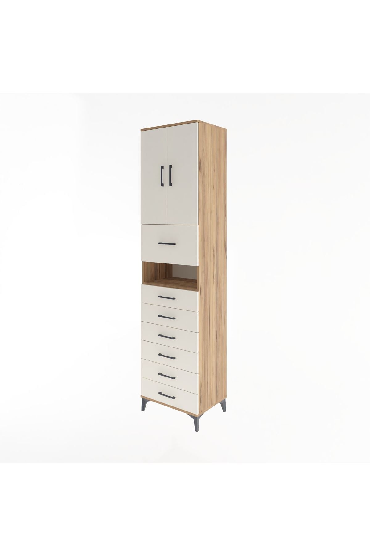 Hyperion Dolap 2 Raflı 7 Çekmeceli 2 Kapaklı 60x44x243 Çam-Aytaşı