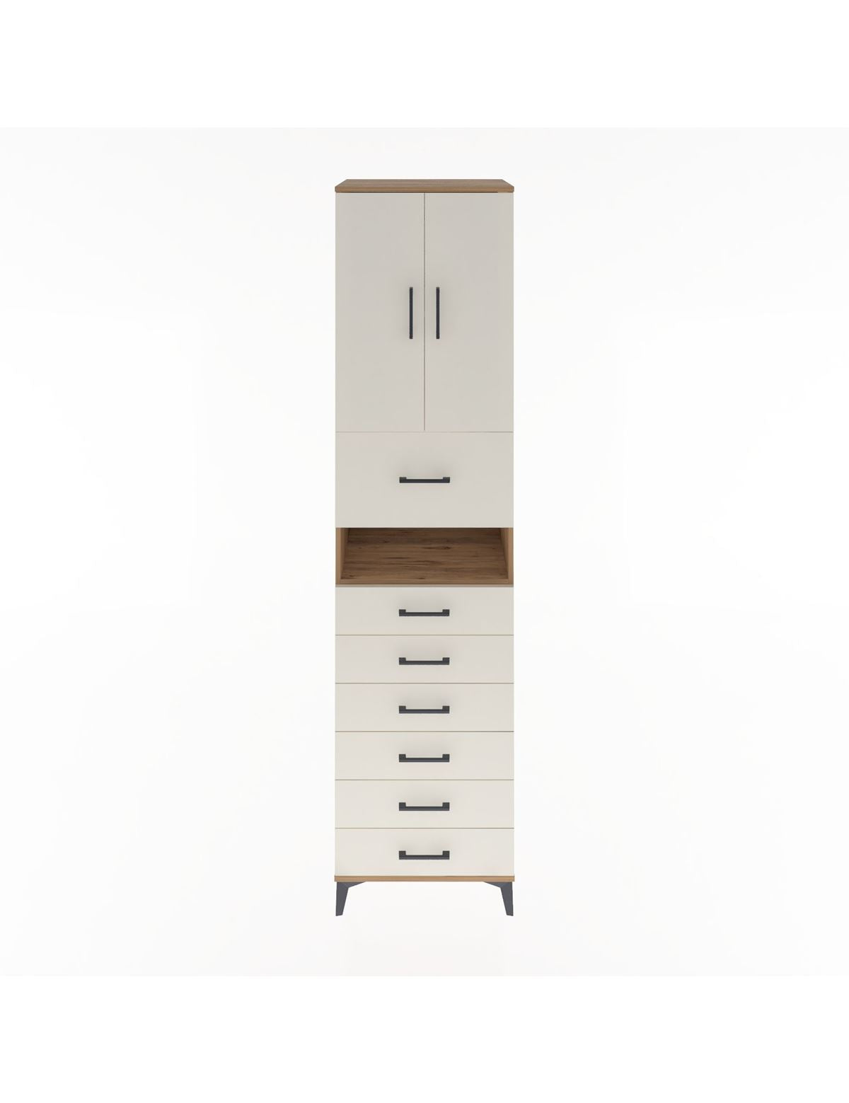 Hyperion Dolap 2 Raflı 7 Çekmeceli 2 Kapaklı 60x44x243 Çam-Aytaşı