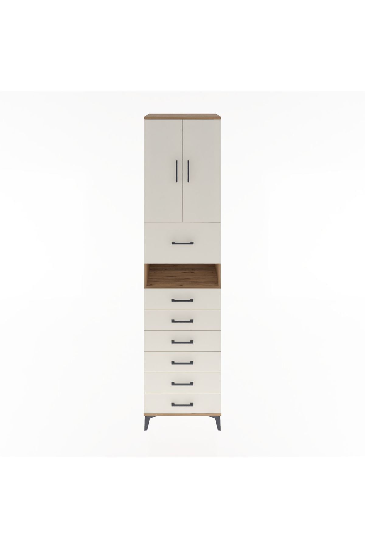 Hyperion Dolap 2 Raflı 7 Çekmeceli 2 Kapaklı 60x44x243 Çam-Aytaşı