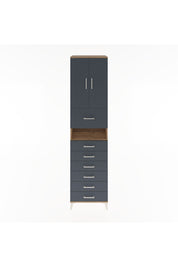 Hyperion Dolap 2 Raflı 7 Çekmeceli 2 Kapaklı 60x44x243 Çam-Antrasit