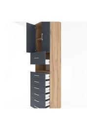 Hyperion Dolap 2 Raflı 7 Çekmeceli 2 Kapaklı 60x44x243 Çam-Antrasit