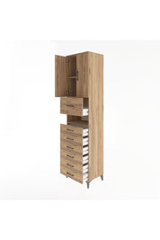 Hyperion Dolap 2 Raflı 7 Çekmeceli 2 Kapaklı 60x44x243 Çam-Çam