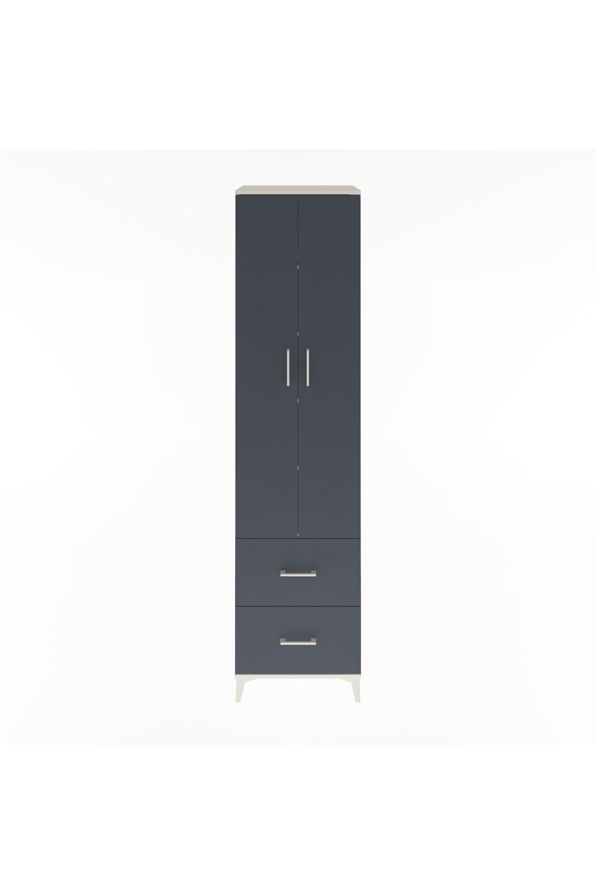 Hyperion Dolap 5 Raflı 2 Çekmeceli 2 Kapaklı 60x44x243 Aytaşı-Antrasit