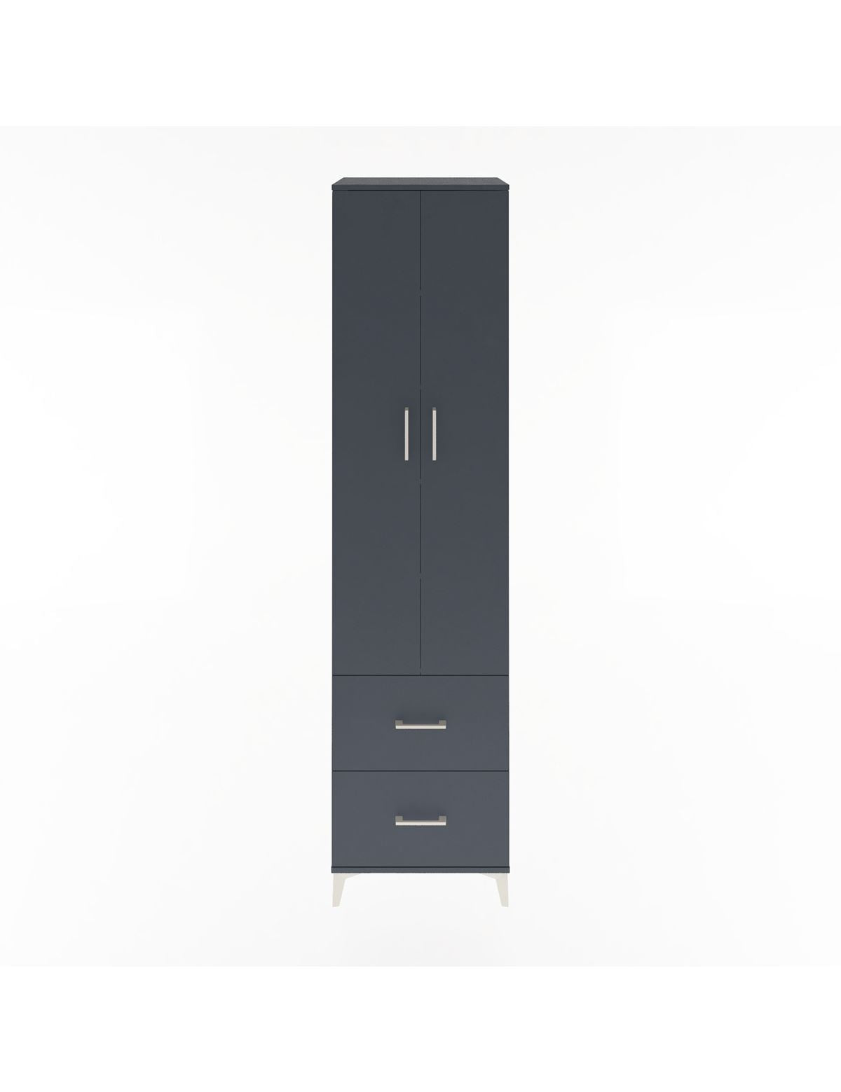 Hyperion Dolap 5 Raflı 2 Çekmeceli 2 Kapaklı 60x44x243 Antrasit-Antrasit