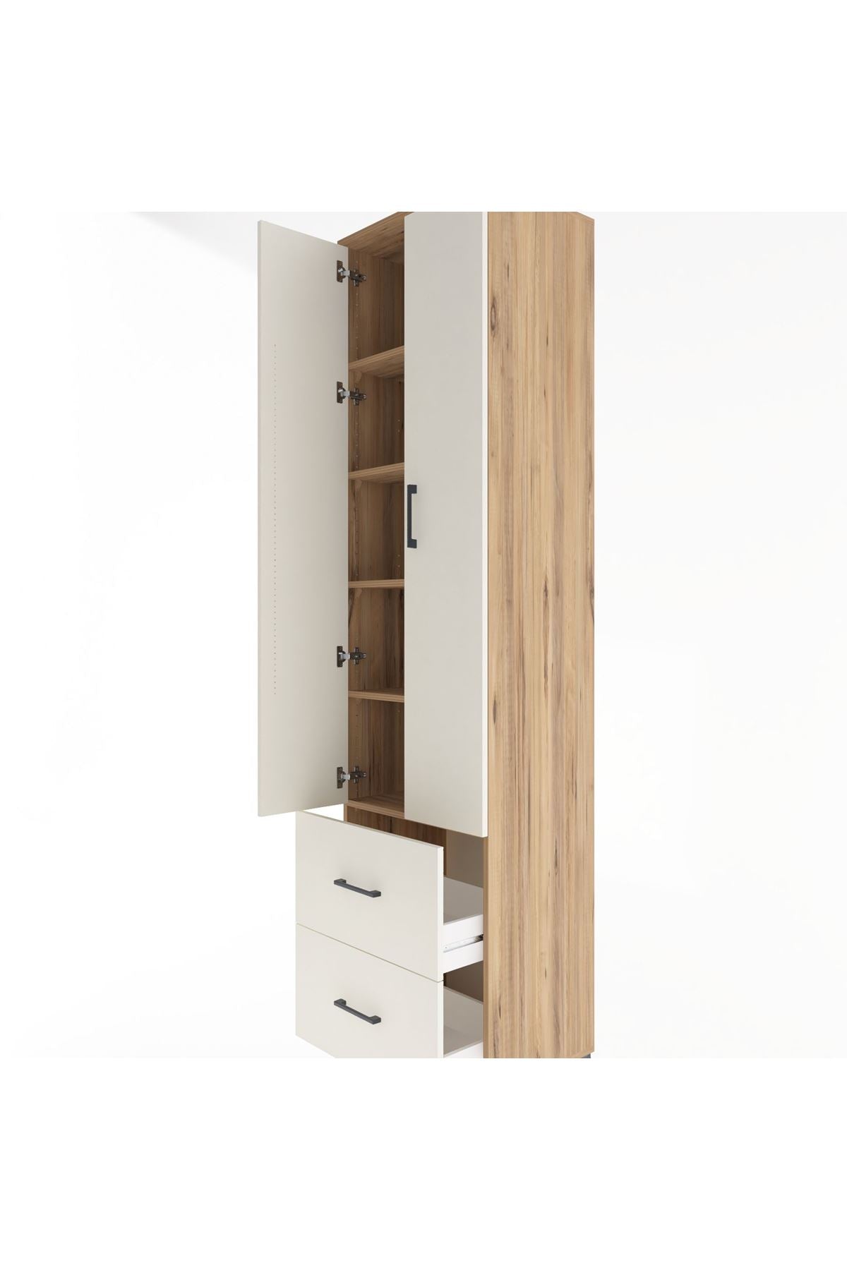 Hyperion Dolap 5 Raflı 2 Çekmeceli 2 Kapaklı 60x44x243 Çam-Aytaşı