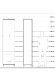 Hyperion Dolap 5 Raflı 2 Çekmeceli 2 Kapaklı 60x44x243 Çam-Aytaşı