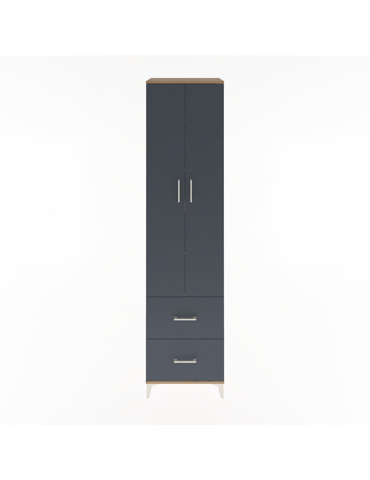 Hyperion Dolap 5 Raflı 2 Çekmeceli 2 Kapaklı 60x44x243 Çam-Antrasit