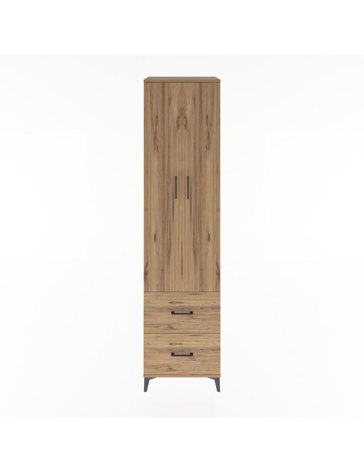 Hyperion Dolap 5 Raflı 2 Çekmeceli 2 Kapaklı 60x44x243 Çam-Çam