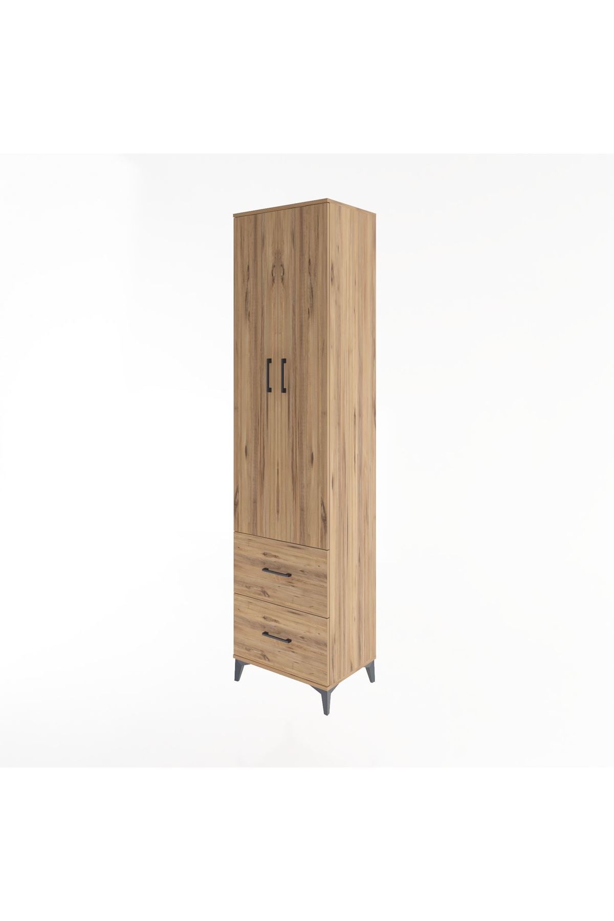 Hyperion Dolap 5 Raflı 2 Çekmeceli 2 Kapaklı 60x44x243 Çam-Çam